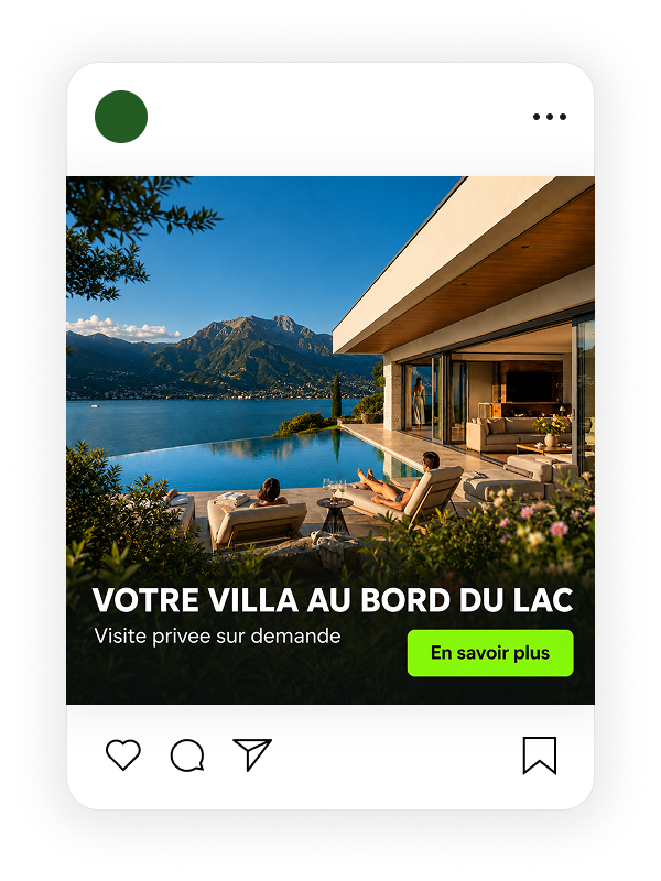 Publicité Instagram — villa au bord du lac, Valais
